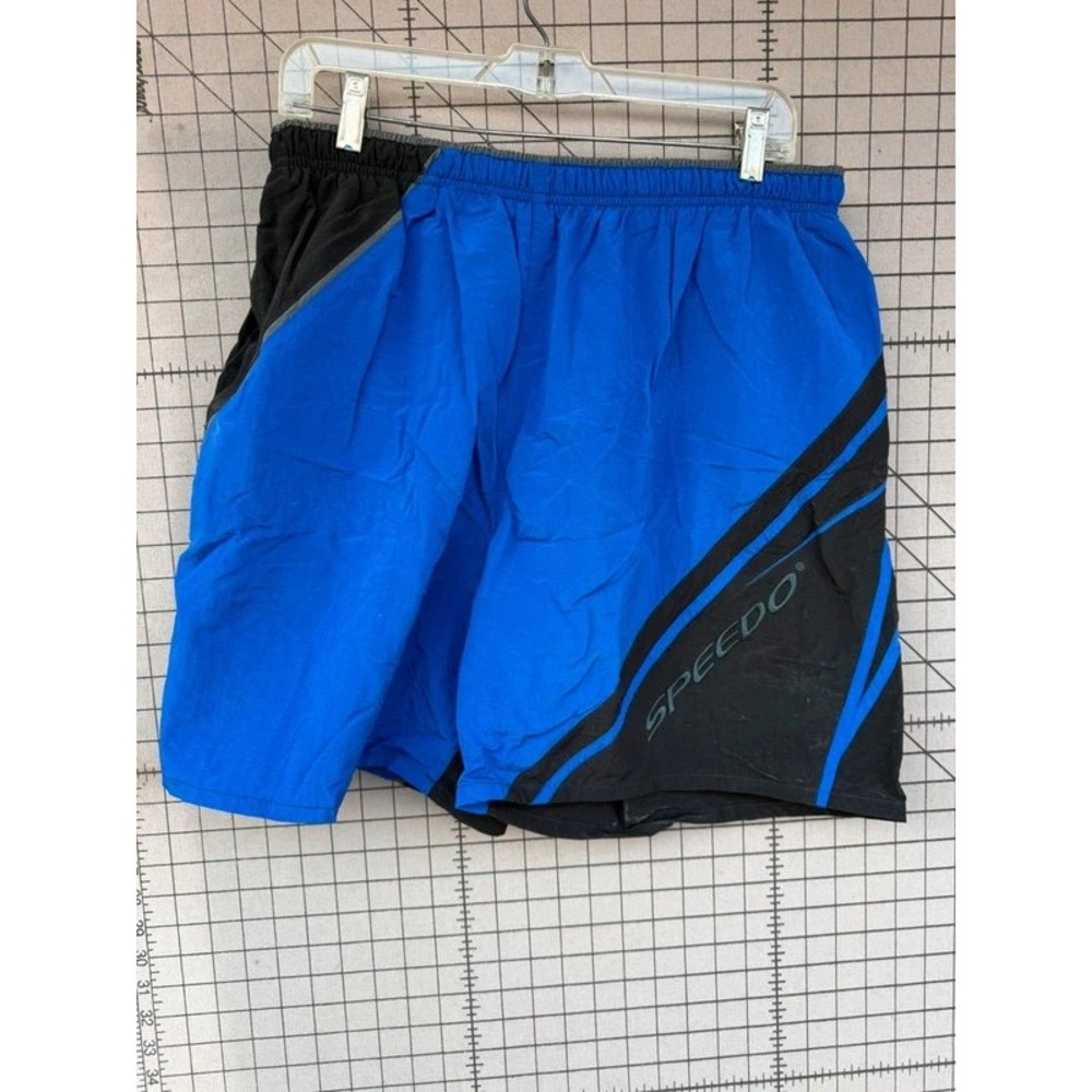 Speedo Mens Swim Trunks Royal Blue Black Graphic Large